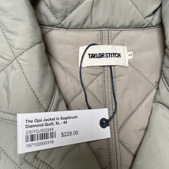 Taylor Stitch OJAI JACKET SAGEBRUSH GREEN DIAMOND QUILT Mens XL 44 MSRP $228 - Picture 4 of 6